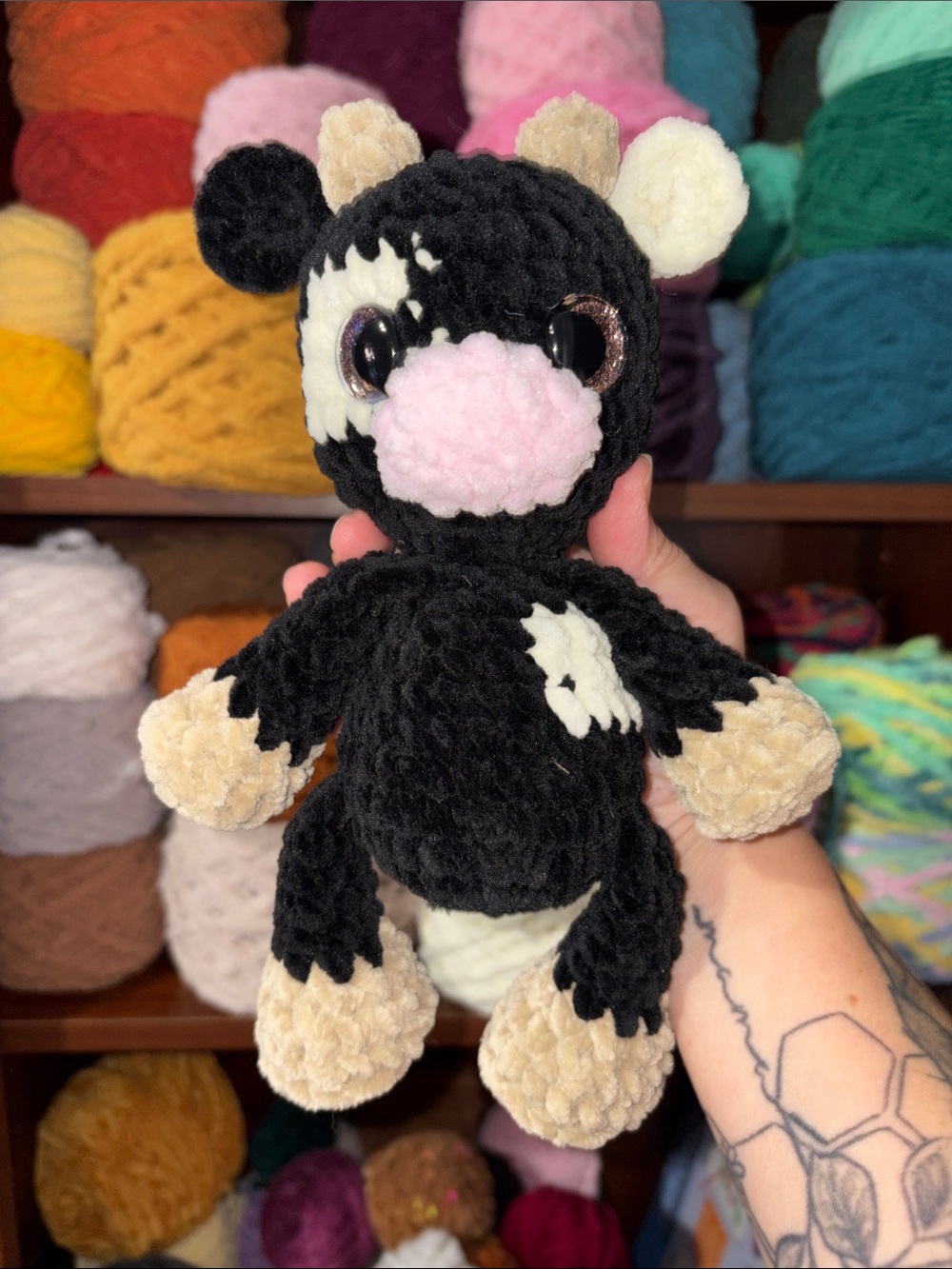 Handmade 9” Crochet Cow